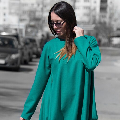 Autumn Woman Cashmere Dress, shops Asymmetrical Loose Dress, Oversize Casual Tunic, Daywear Dress HOLLY - DR0090CA