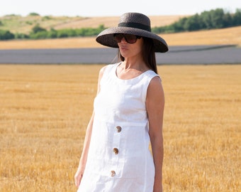 White Summer Linen Dress, Women's Long Dress, Women's Linen Clothing,  Maxi Dress - Comfortable Dress PRIMA - DR0319LE