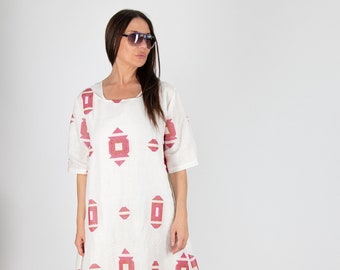 Two Pieces Summer Linen Dresses, Long Romanian Dress, Floor Length Tunic Dress DIANA - DR0935LE *