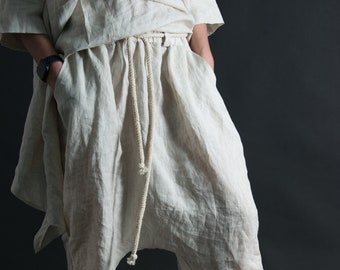 Natural Linen Pants, Women's Drop Crotch Pants, Linen Harem Pants ,Wide Leg Linen Pants, Linen Harem Pants  ALEXA - PA0604LE *