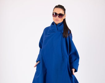 Cape Coat, Wool Cloak, Women Winter Coat, Wrap Wool Coat,  Midi Coat, Wool Outerwear, Winter Overcoat RENATA - CT0001CA