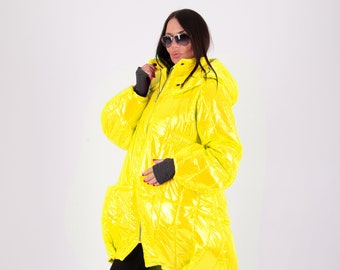 Quilted Large Hooded Jacket, Winter Coat, Wide Warm Coat, Plus Size Clothing, Jacket, Oversize Coat, Down Coat DONNA - CT0978PL