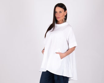 Linen Women Set, Summer Shirt and Wide Leg Wrap Pants Mania
