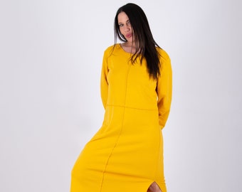 Long Sweatshirt Dress with Slits, Casual Daywear Dress Gabrielle