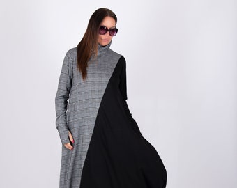 Winter Maxi Dress, Women Maxi Dress, Turtleneck Dress, Plus Size Dresses for Women, Long Sleeve Dress, A Line Dress Dress VIVIAN DR0156PM