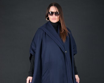 Wool Coat, Women Cloak, Cape Coat, Plus Size Clothing, Winter Coat, Long Coat, Plus Size Coat, Dystopian Clothing, CARLY - VE0110WL