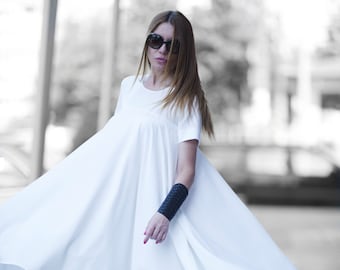 Off White Aline Dress, Plus Size Maxi Dress KOSARA