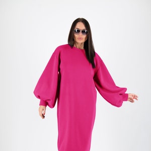 Women Sweater Dress, Bishop Sleeves Dress, Fall Winter Dress, Plus Size Clothing, Warm Dress, Loose Dress KARINA- DR1001W3