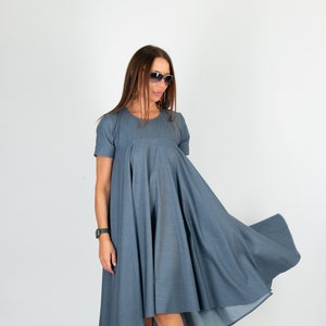 Blue Jeans Summer Dress, Trendy plus size clothing, Maxi dress, Evening Dress, Plus Size dress, Party dress KOSARA - DR0263PLV
