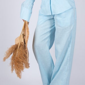 Formal Linen Pants for Women, Straight Linen Trousers, Plus Size Linen Pants, Women Summer Pants AGNES - PA1081LE