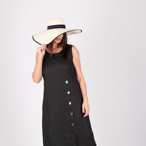 Black Pencil Dress, Elegant Linen Dress, Long Vacation Dress, Linen Dress PRIMA - DR0319LE *