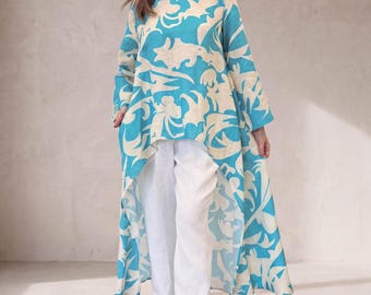 Linen Asymmetrical Top, Loose Fit Tunic, Boho Linen Blouse, Plus Size Linen Top, Summer Oversized Top, Resort Wear Jesika