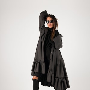 Wool Dress Women, Gothic Dress, Winter Dress, Dark Grey Dress, Plus Size Clothing, Steampunk Dress, Wool Dress TATIANA DR0463CA