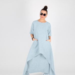 Loose Harem Pants Set, Women Two Piece Outfit, Two Piece Linen Set, Summer Co-Ord Set LAUREN SE0415LE Light Blue