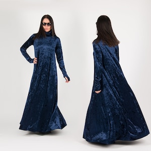Velvet Dress, Winter Maxi Dress, Turtleneck Dress, Velvet Kaftan Dress, Plus Size Clothing, Long Dress VIVIAN - DR0291VE
