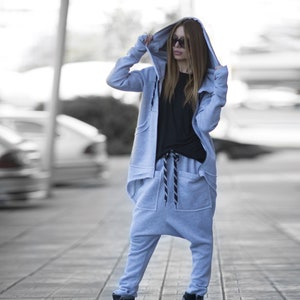 Woman outfit, Hooded Zipper Sports set for woman, Drop Crotch Pants, Sweatshirt set MELL - SE0718W3