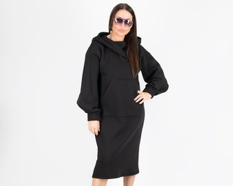 A-line Hoodie Dress: Long Sleeve Cotton Jersey Knit - Etsy