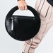 Shine Black Round Purse/Round Leather Bag/Women clutch/Genuine Leather Clutch bag for Women/Clutch Bag/Leather Clutch Bag/ BA0868LDL