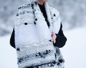 Scarves for women, White Large weaving scarf, Knit Scarf, Long Wool Scarf, Handmade Oversized Scarf, Merino scarf - SC0870CKW