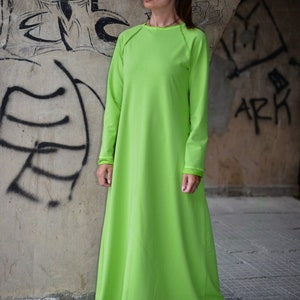 Abaya Dress, Long Dress, Plus Size Clothing, Maxi Dress, Gothic Maxi Dress, Cotton Abaya, Winter Dress BARBARA DR0082W2 Flo Green