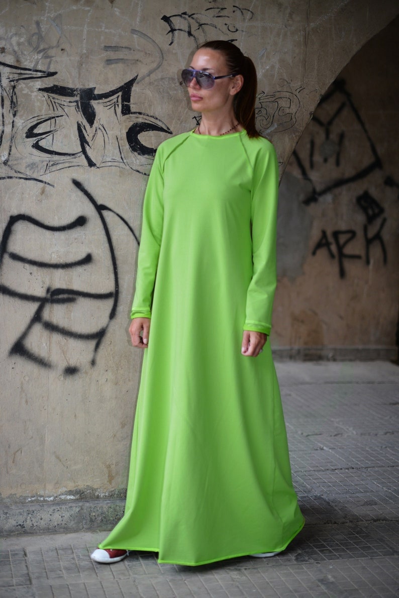 Abaya Dress, Long Dress, Plus Size Clothing, Maxi Dress, Gothic Maxi Dress, Cotton Abaya, Winter Dress BARBARA DR0082W2 Flo Green