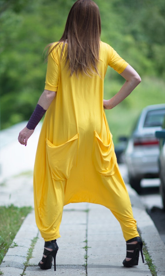 Plus Size Maxi Jumpsuit/Yellow Short Sleeveless | Etsy