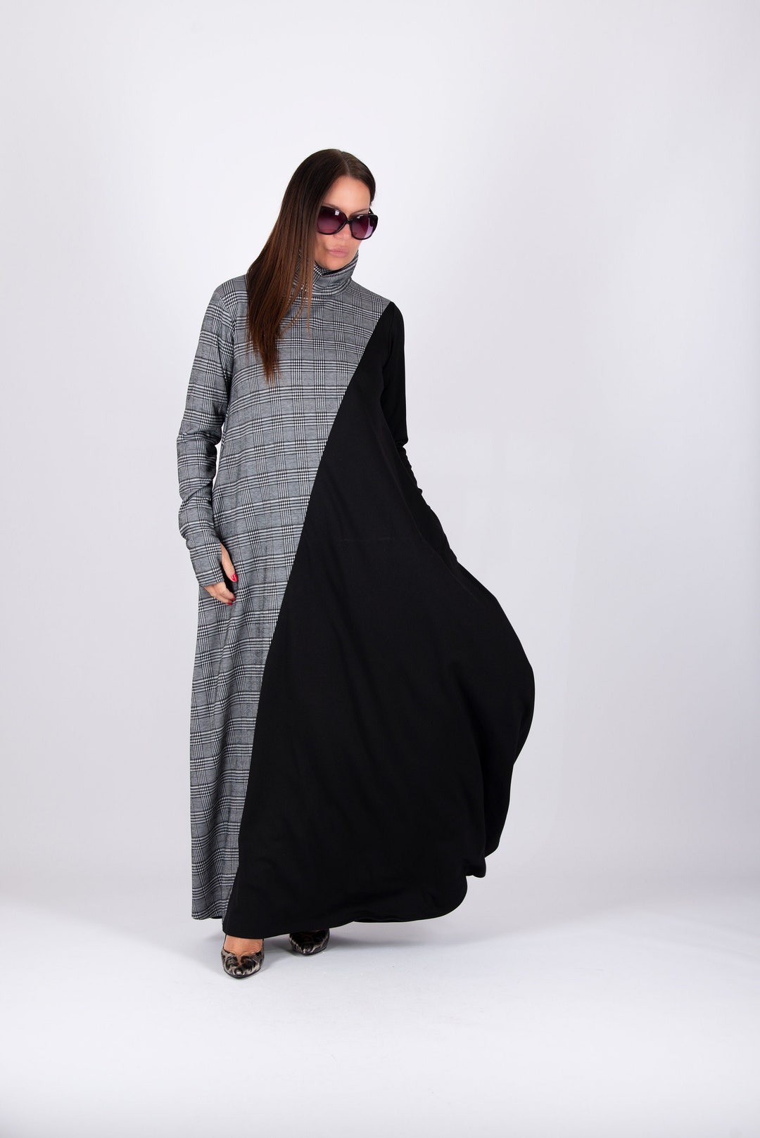 Winter Maxi Dress, Women Maxi Dress, Turtleneck Dress, Plus Size ...