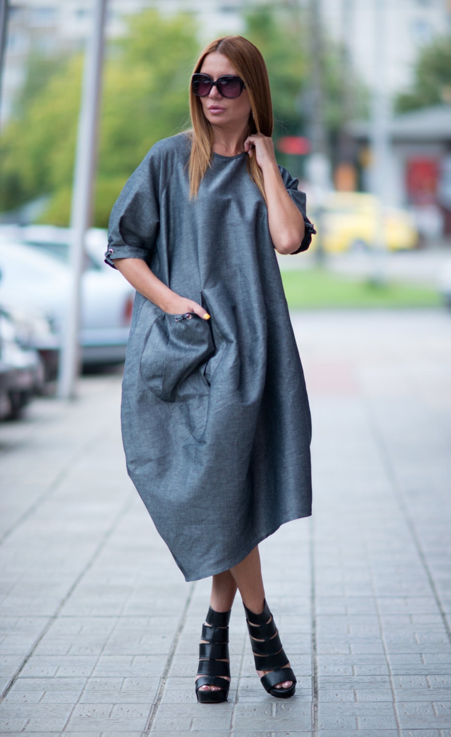 Women Maxi Tunic With Big Pocket/Kaftan Dress/Maxi | Etsy