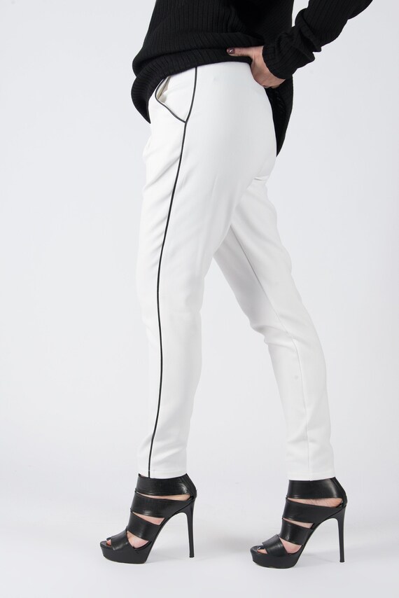 Pantalon blanc, Pantalon d'hiver, Pantalon long moulant, Pantalon