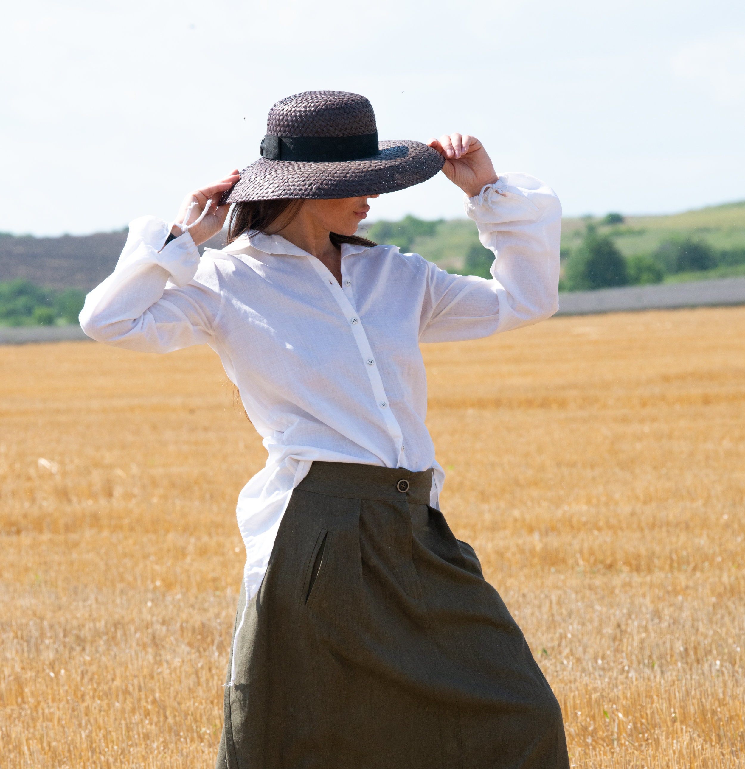 ブラウス シャツ oversize linen shirt レディース Right-on ブラウス シャツ オックスシャツ レディース