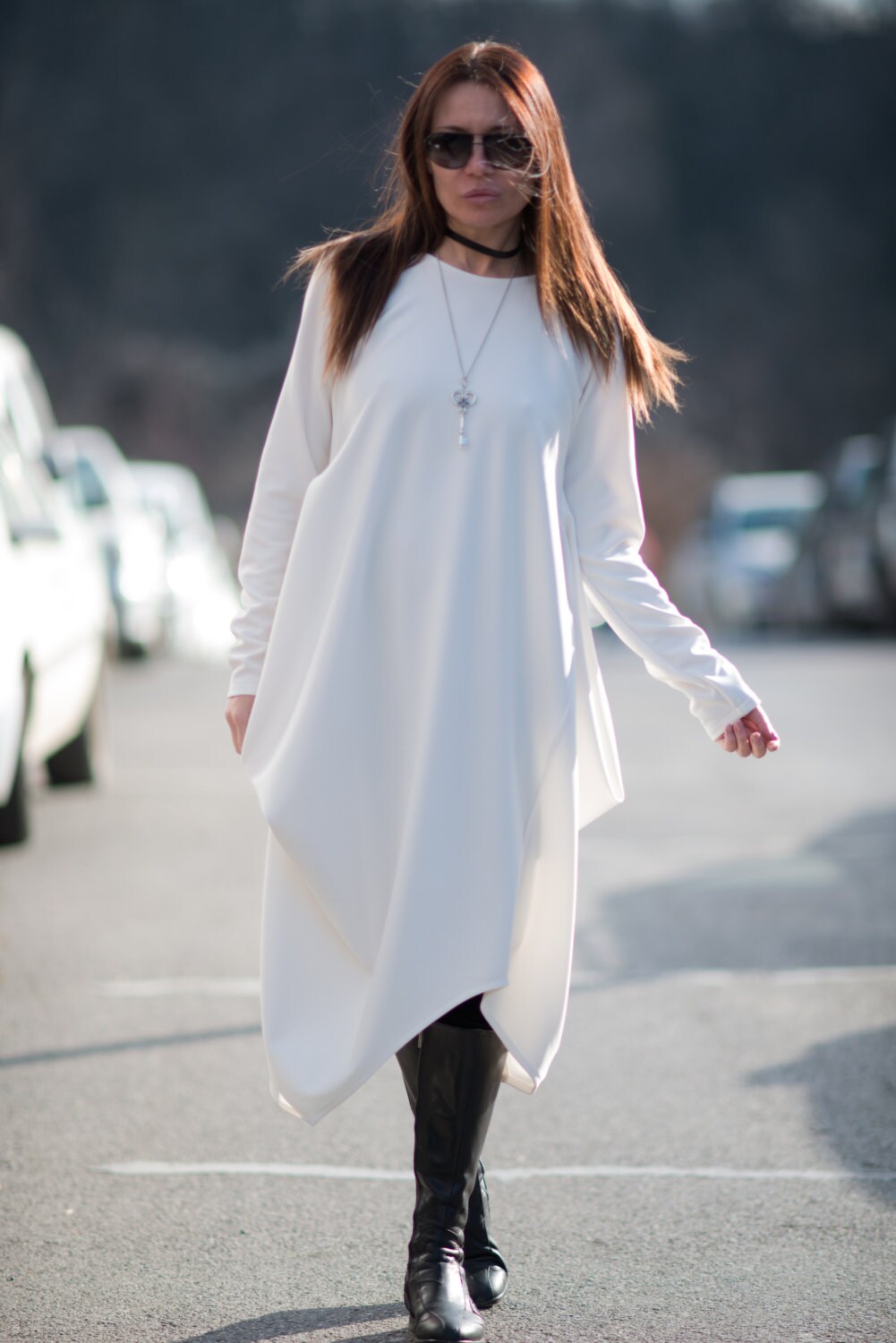 Winter Dress White Dress Plus Size Clothing White Midi | Etsy