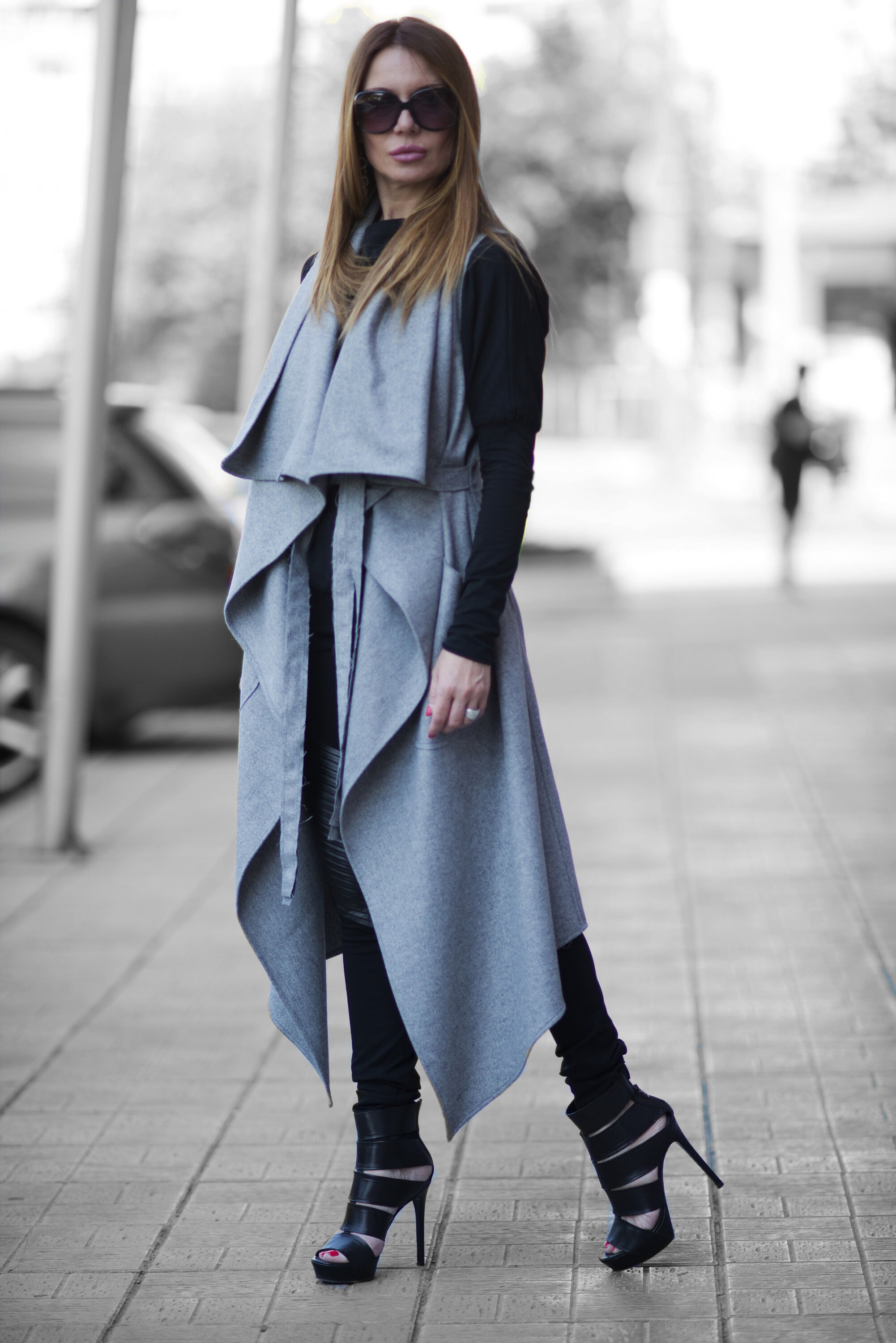 Winter Wool Cashmere Vest Grey Vest Sleeveless Coat Plus | Etsy