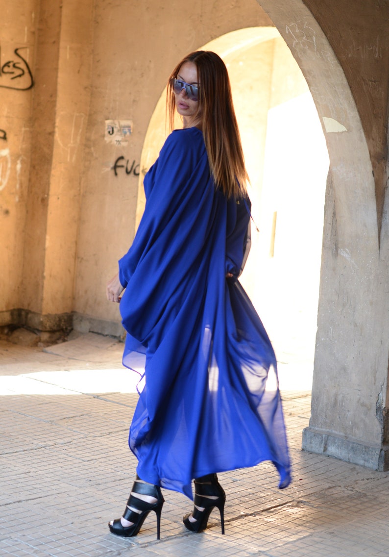Boho Chiffon Maxi Kaftanklänning, Plus Size Oversize Sommarklänning bild 3