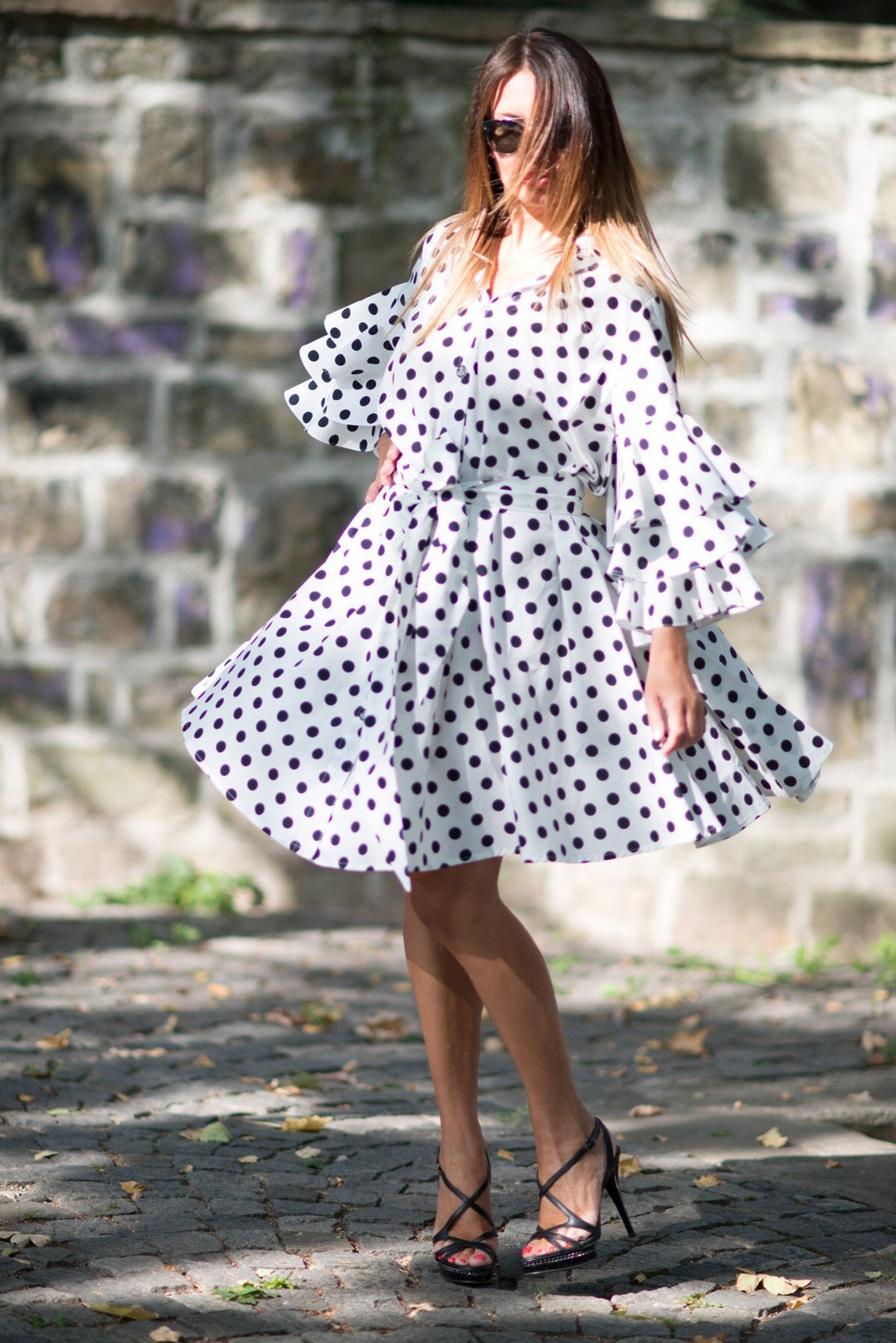 dresses for women polka dot Ilona Twist Front Mini Dress making this dress ideal for formal prom nights Polka Dot Cotton Midi Dress,