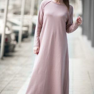 Abaya Dress, Long Dress, Plus Size Clothing, Maxi Dress, Gothic Maxi Dress, Cotton Abaya, Winter Dress BARBARA DR0082W2 Powder Beige