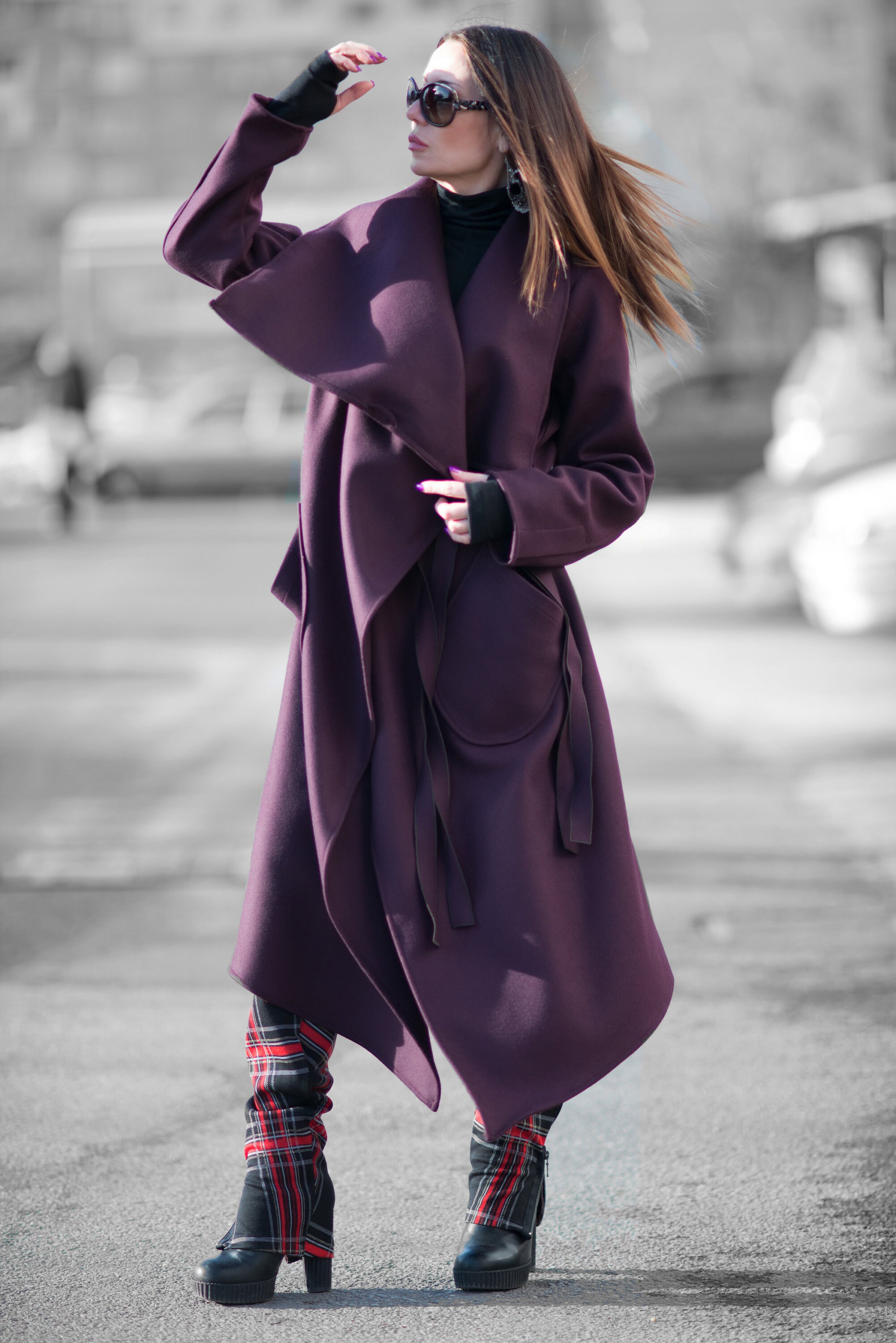 Winter Maxi Coat, Asymmetrical Coat, Wool Coat, Trench Coat