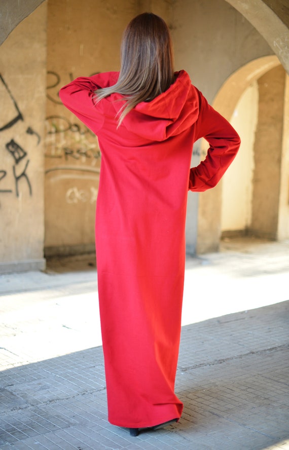 【激安アウトレット!】 Hoodie Winter Dress, Maxi Hooded Dress, Women Oversized Clothing