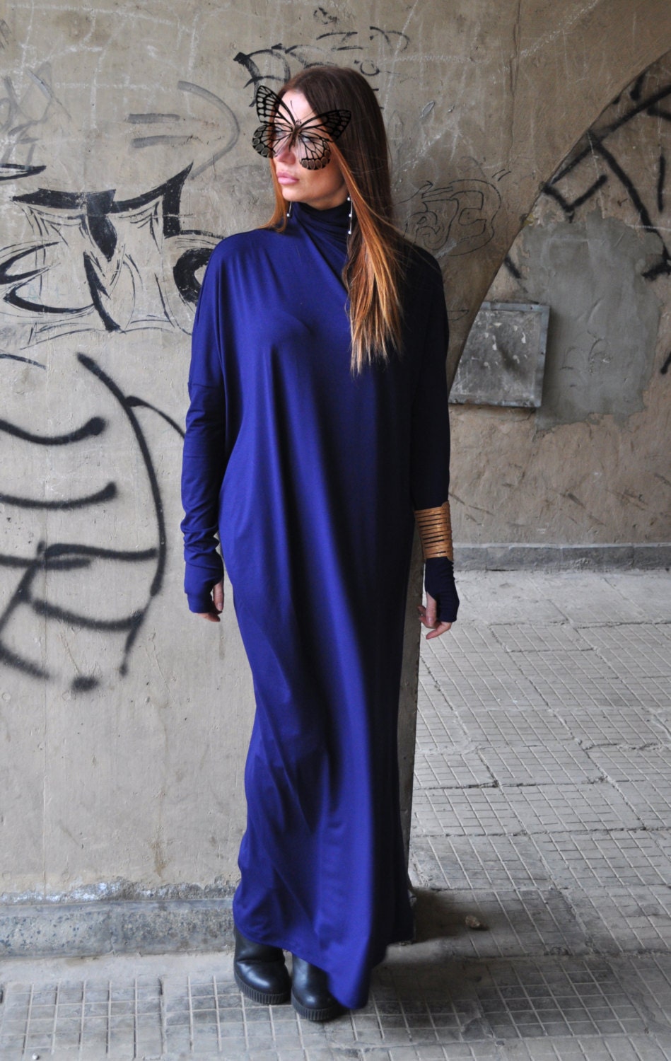 Womens Dress Long Dress Daywear Dress Dark Blue Loose | Etsy