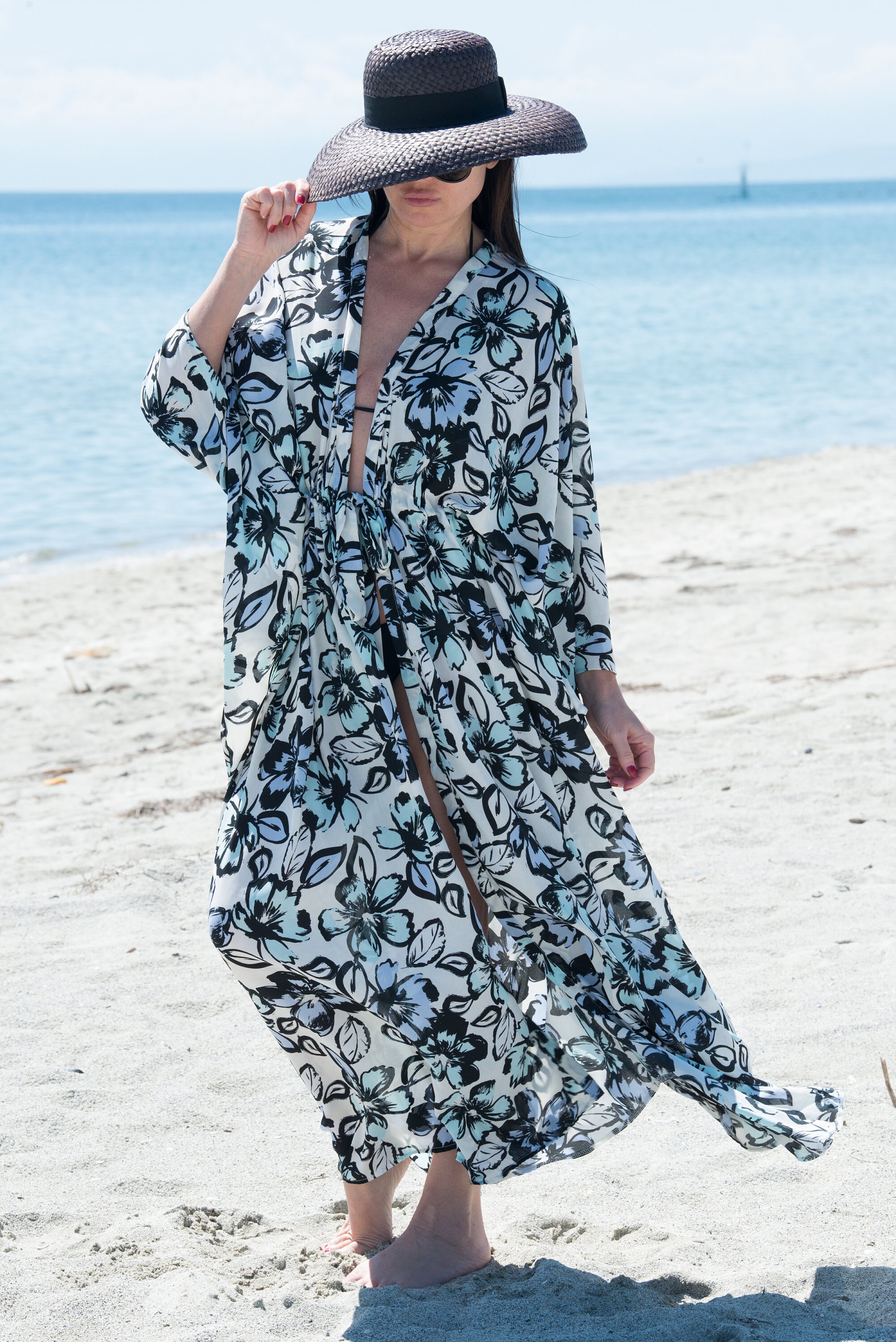 Cover up Kaftan / Beach Cover up / Long Beach summer Dress Etsy