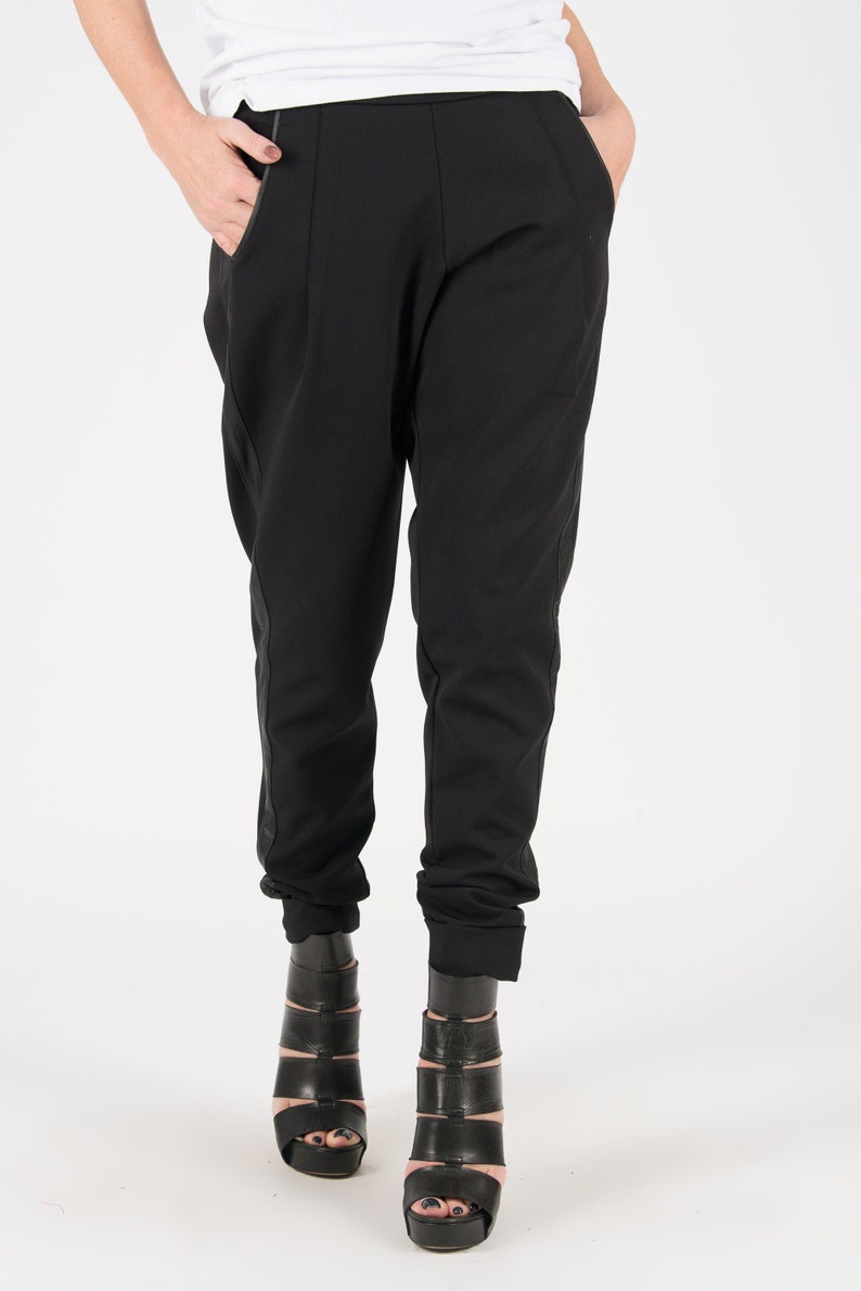 Black Tapered Pants Loose Pants Cotton Pants Plus Size Etsy