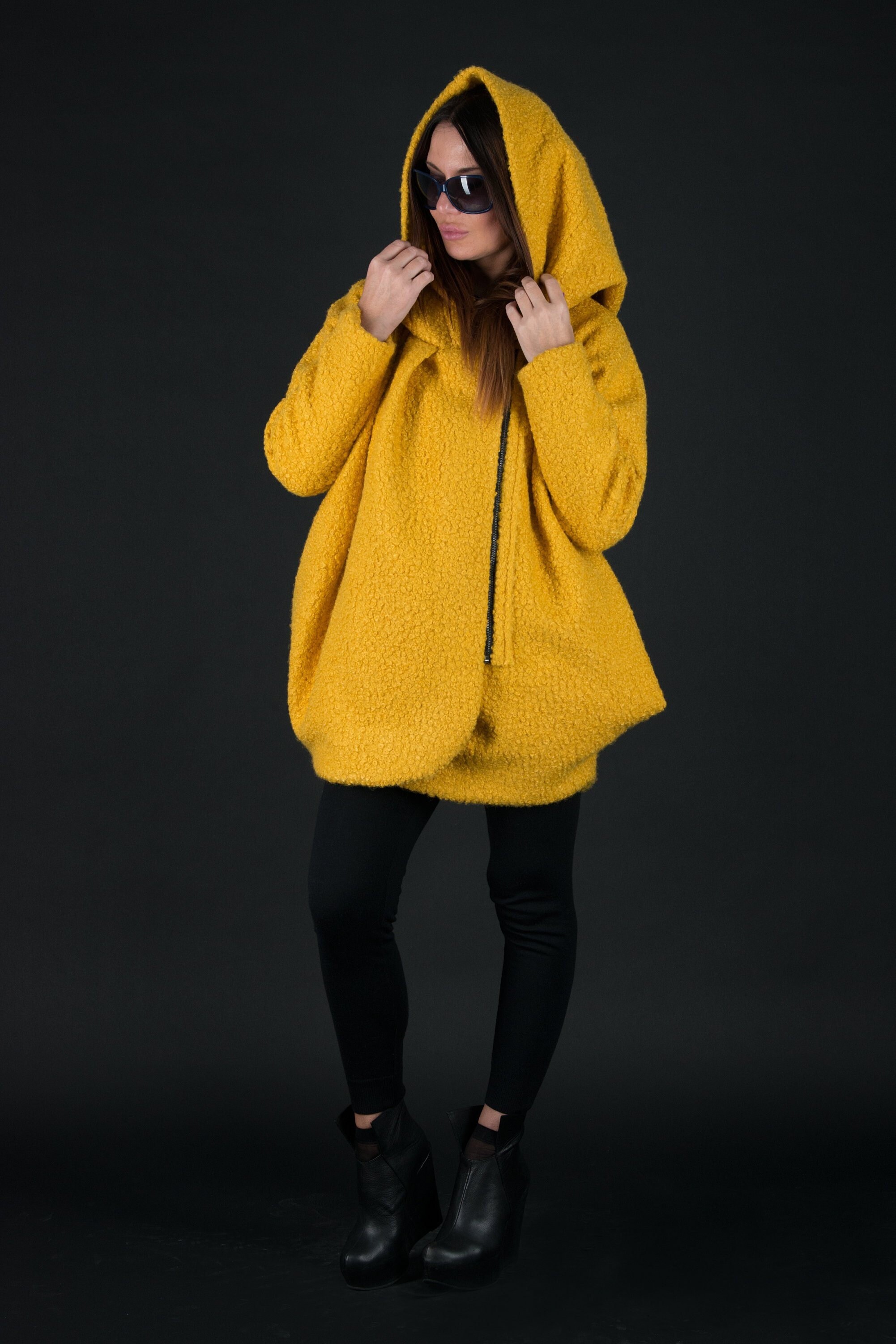 mustard plus size coat