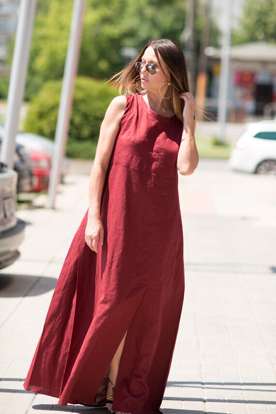 dark red summer dress