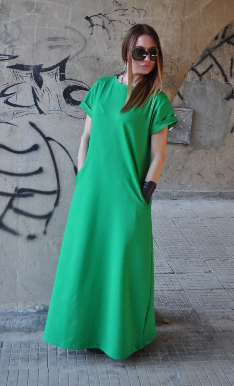Maxi Dress Long Summer Dress Plus Size Loose Dress Green | Etsy