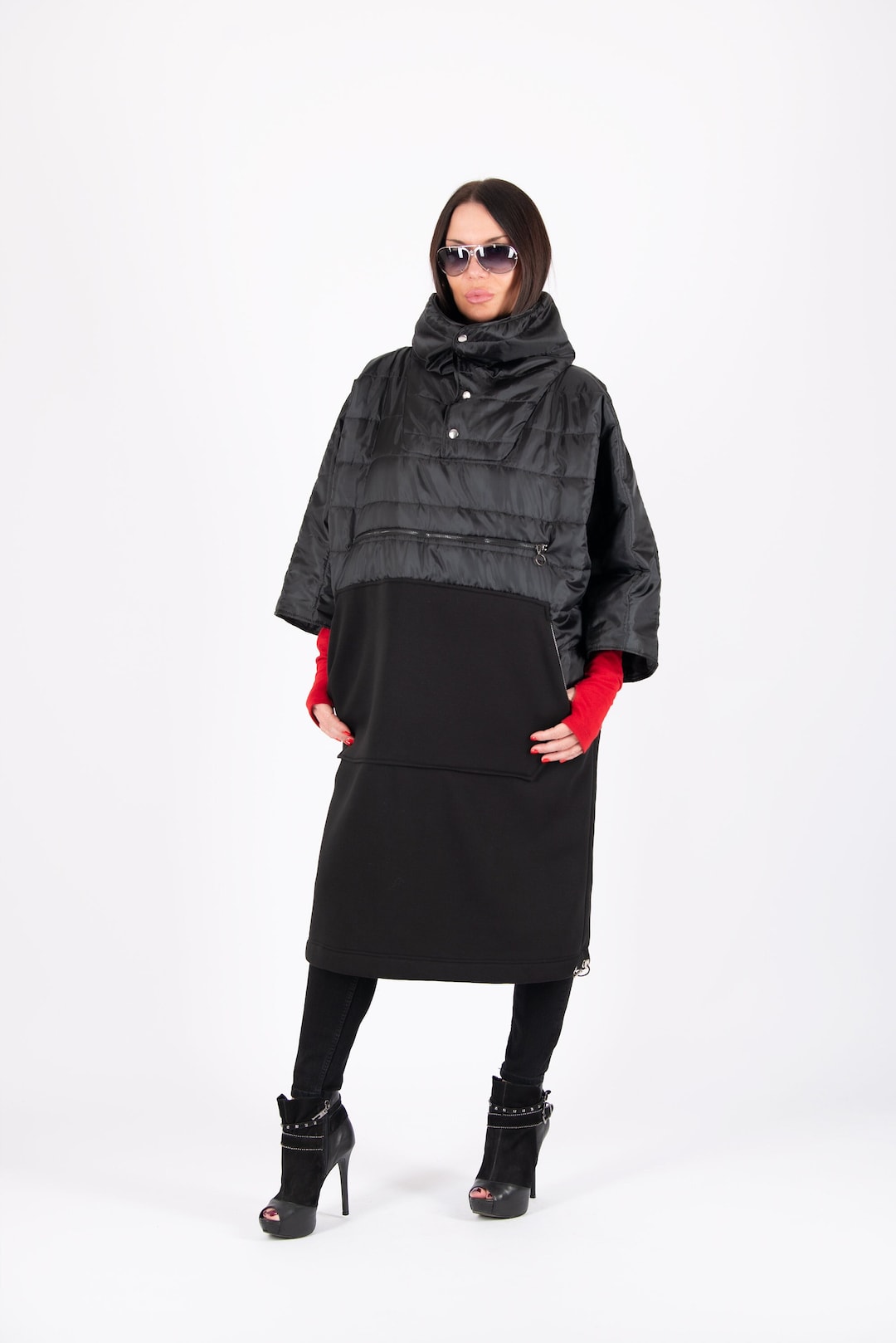 Plus Size Coat For Women Winter Down Coat Black Warm Overcoat Poncho plus-size-coat-for-women-winter-down-coat-black-warm-overcoat-poncho