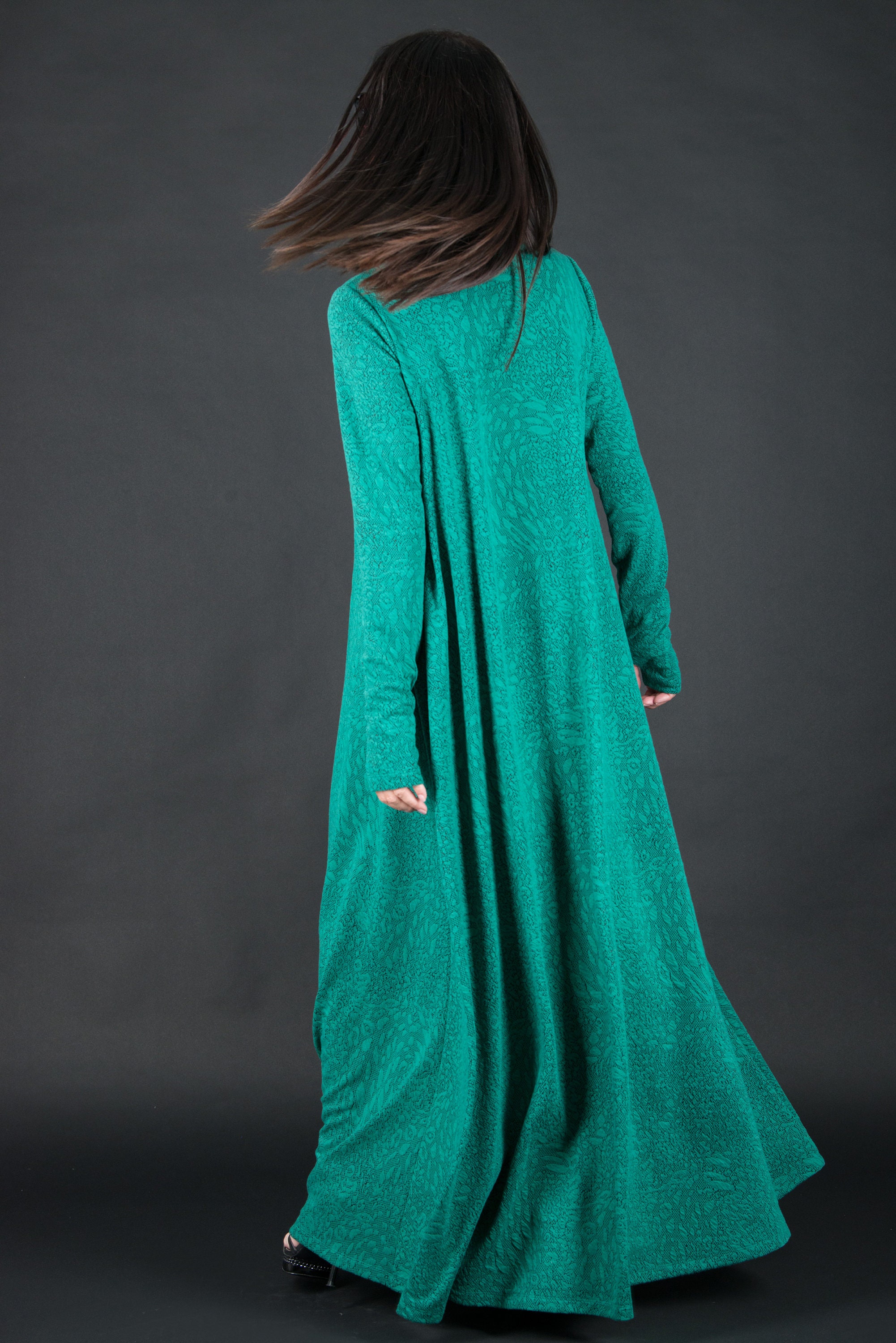 Green Dress Maxi Dress Winter Dress Plus Size Clothing | Etsy