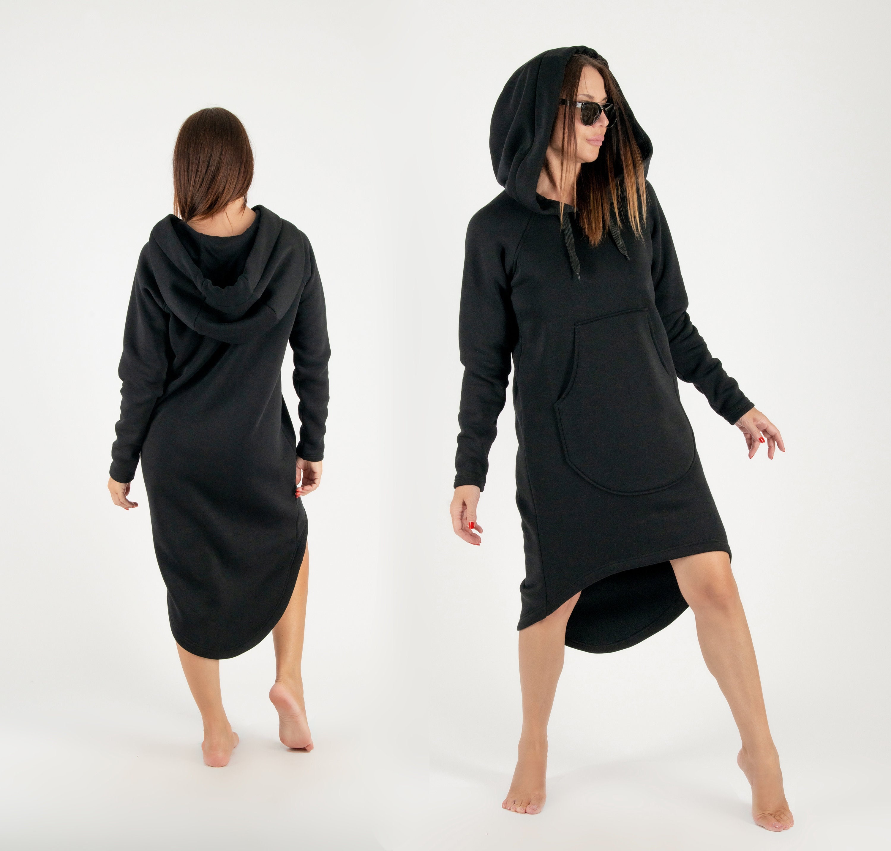 ★ MARRON EDITION★  24 Fall_ Black Hoody Sweat Dress Black Hoodie Dress - Tompkins Sweatshirt Dress | Marcella