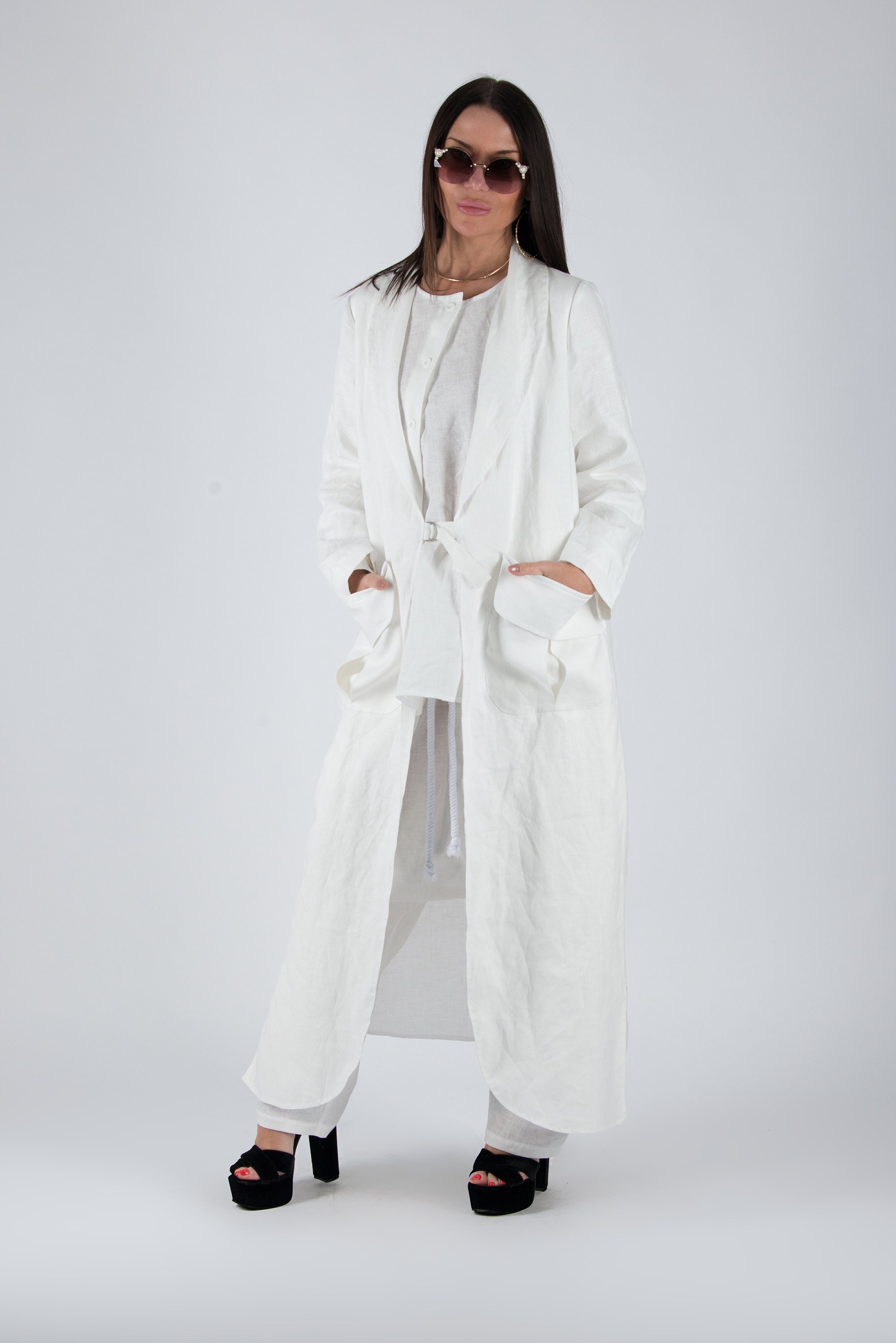 Linen Women Vest, Linen Long Vest Natural Color, Linen