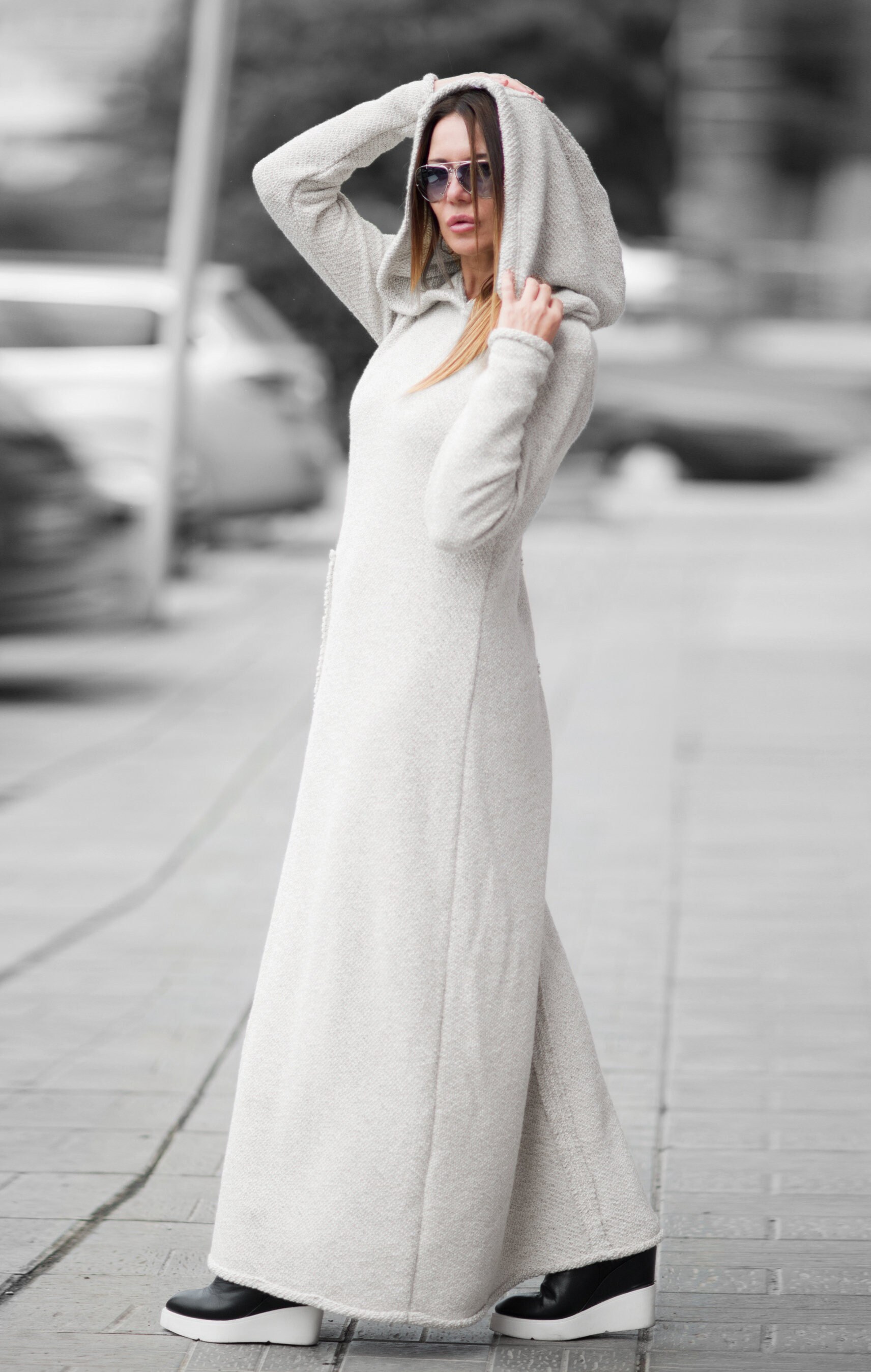 Winter Dress Hooded Dress Knitted Dress Warm Winter Dress - Etsy Singapore