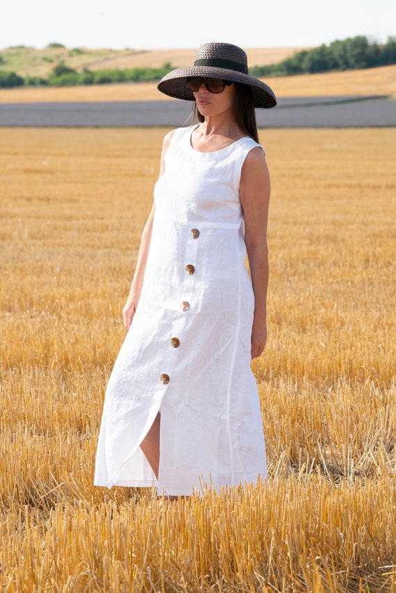 White Summer Linen Dress Women's Long Dress - Etsy
