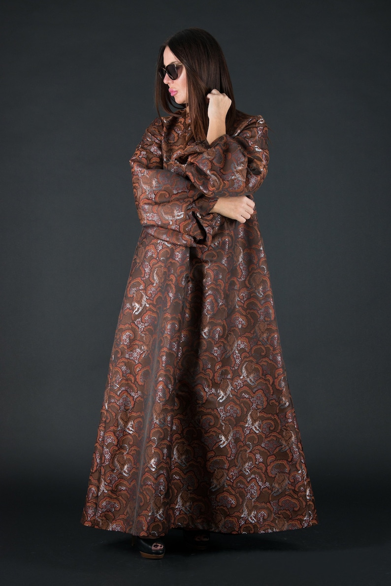 Jacquard Dress Brown Dress Boho Dress Maxi Dress For Women Etsy